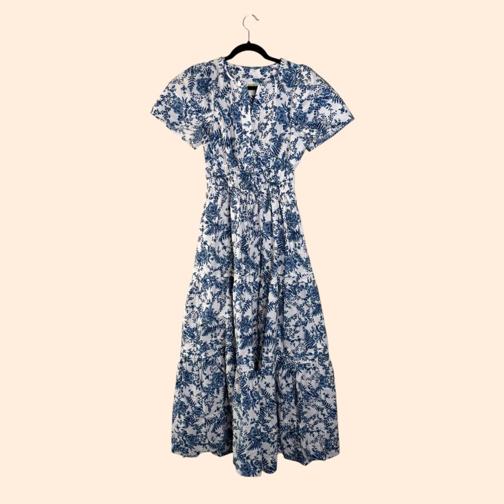 Anthropologie Somerset Blue and White Floral Maxi Dress